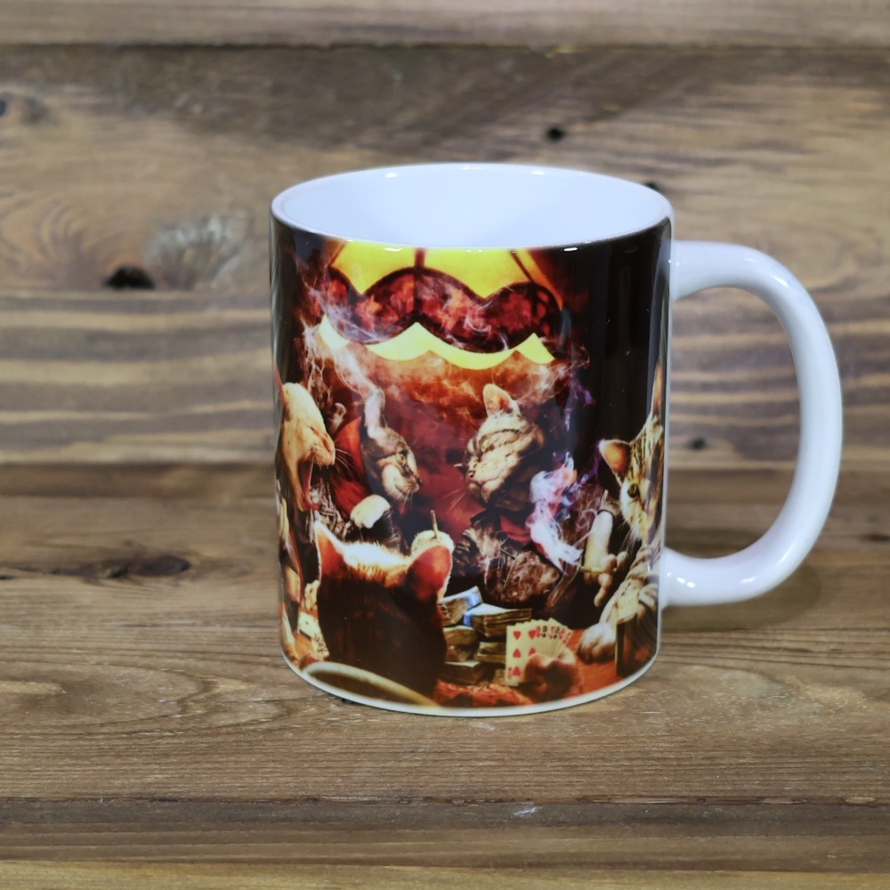 Cats Playing Poker Singing Funny Coffee Mug. 11 Oz.
